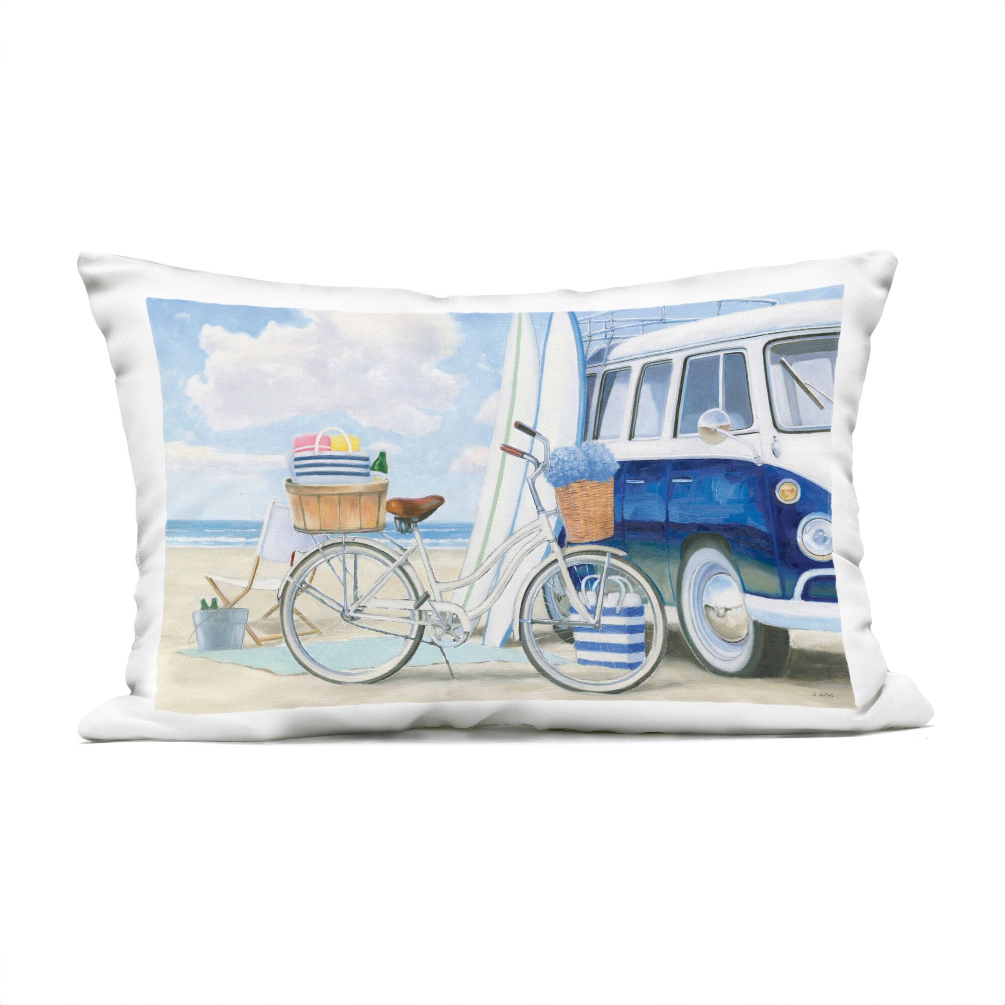 Stupell Industries 14" x 20" Bike & Van on Shore Outdoor Print Throw Pillow